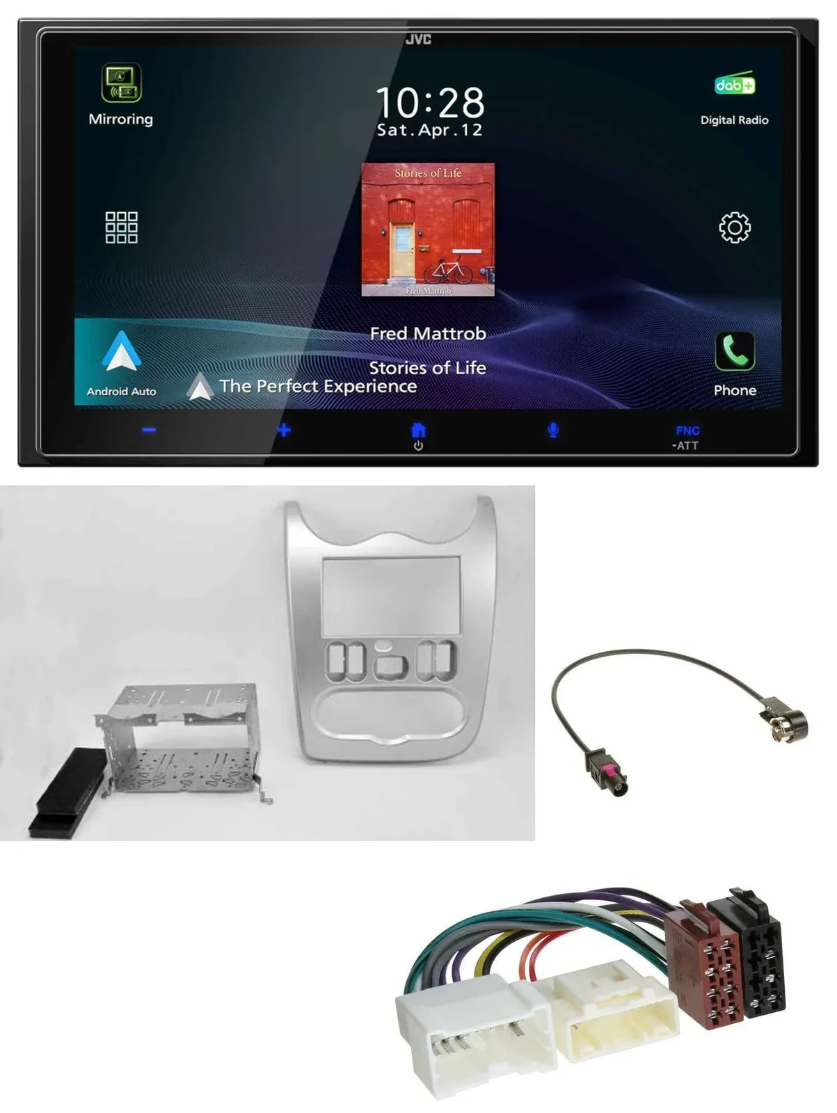 JVC USB Bluetooth 2DIN DAB MP3 Autoradio für Dacia Sandero Logan Duster ab 11 he