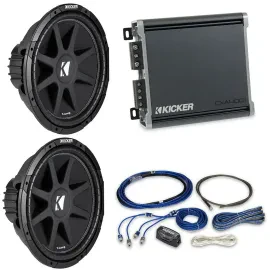 2) KICKER 43C104 Comp 10" Subwoofers + 46CXA4001 Monoblock Amplifier + Amp Kit