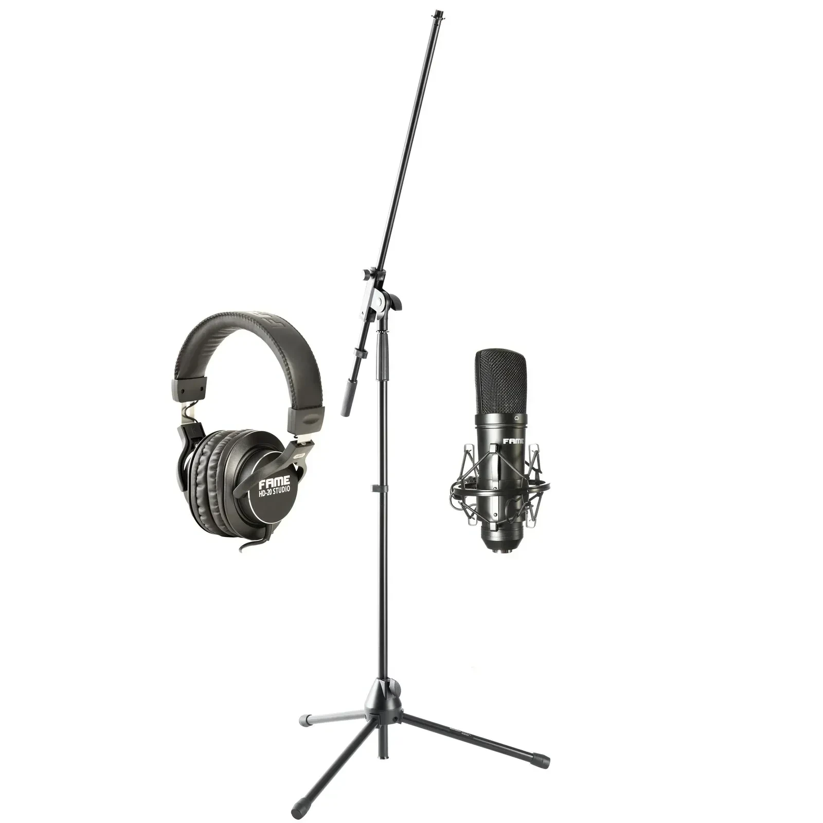 Микрофон конденсаторный крупномембранный Fame Audio (набор) 10–26000 Гц, с наушниками и стойкой