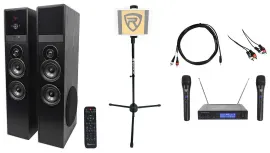 Rockville Bluetooth Home Theater/Karaoke Machine System+(2) Mics+Subs+iPad Stand