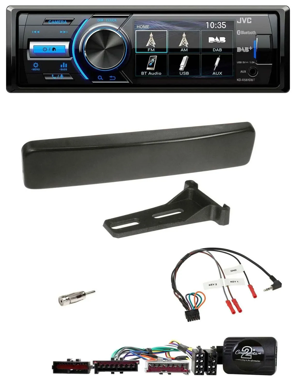 JVC Bluetooth Lenkrad USB DAB Autoradio für Ford Focus Mondeo schwarz