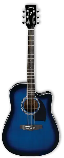 Электроакустическая гитара Ibanez Performance PF15ECE Transparent Blue Sunburst