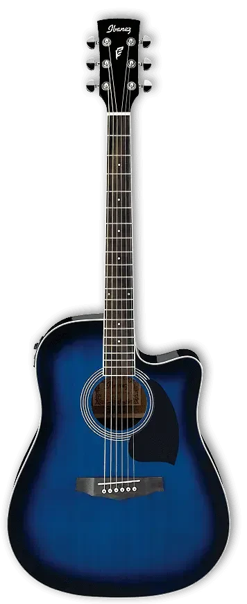 Электроакустическая гитара Ibanez Performance PF15ECE Transparent Blue Sunburst