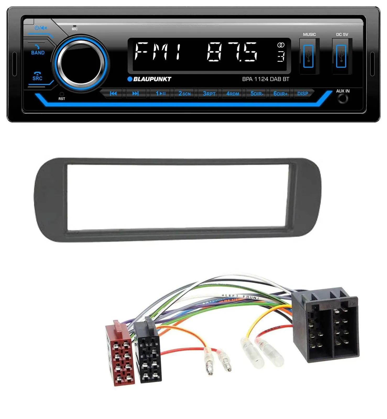 Blaupunkt Bluetooth USB DAB MP3 Autoradio für Lancia Y (1996-2004) - schwarz