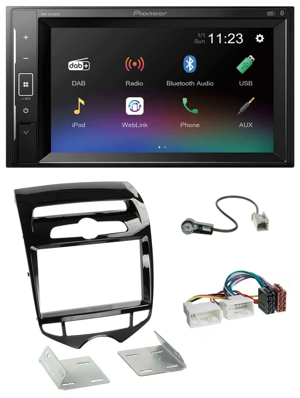 Pioneer DAB MP3 2DIN Bluetooth USB Autoradio für Hyundai ix20 ab 10 autom. Klima