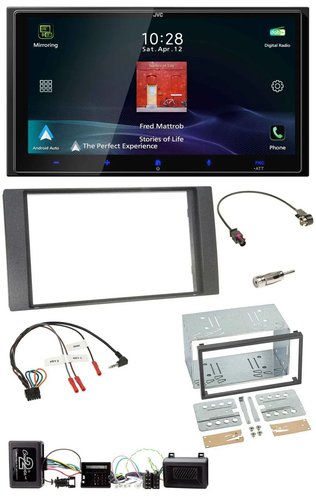 JVC USB Bluetooth 2DIN DAB Lenkrad Autoradio für Ford Kuga 08-12 anthrazit