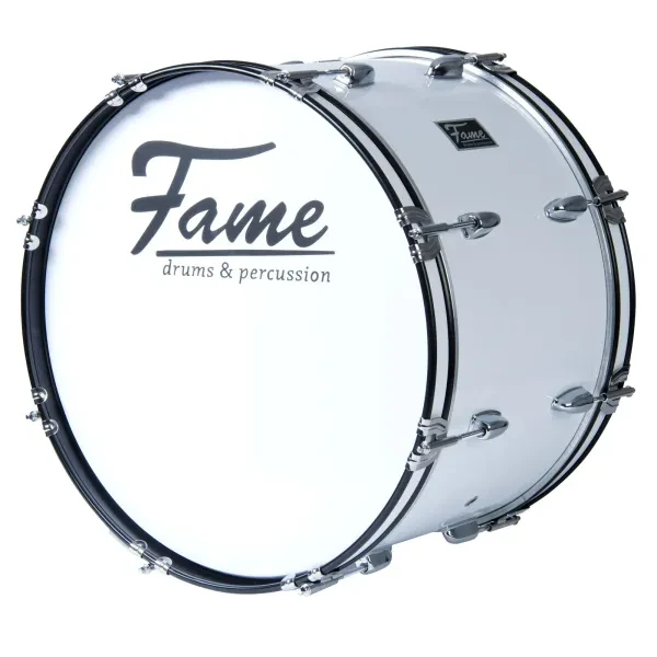 Marching Bass Drum 22"x12" Weiß 7-Lagen Lindenholz Tragegurt Beater