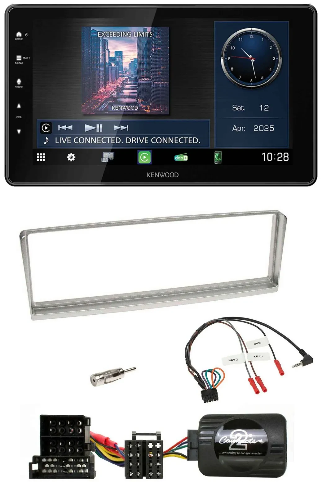 Автомагнитола Kenwood Bluetooth USB DAB для Alfa Romeo 156 (2002–2003), серебристая