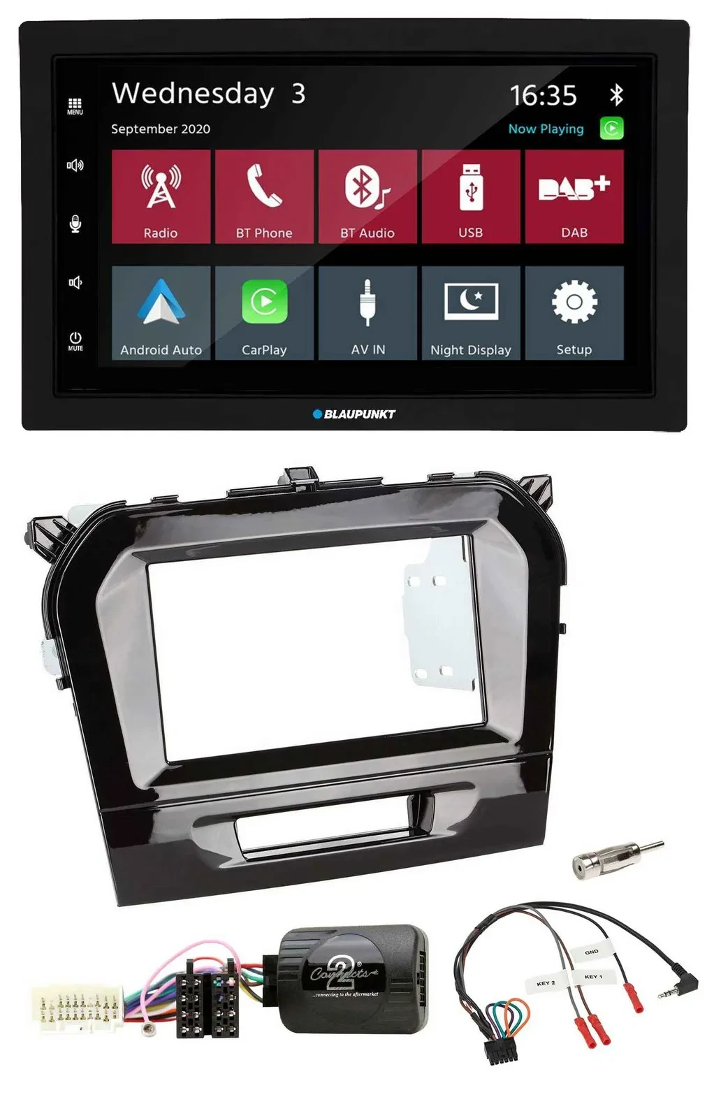 Blaupunkt DAB Bluetooth USB Lenkrad 2DIN Autoradio für Suzuki Vitara ab 2015