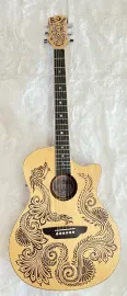 Luna Guitars Luna HEN DRA SPR Henna Dragon Spruce &Mahogany Acoustic Electric Cutaway Guitar