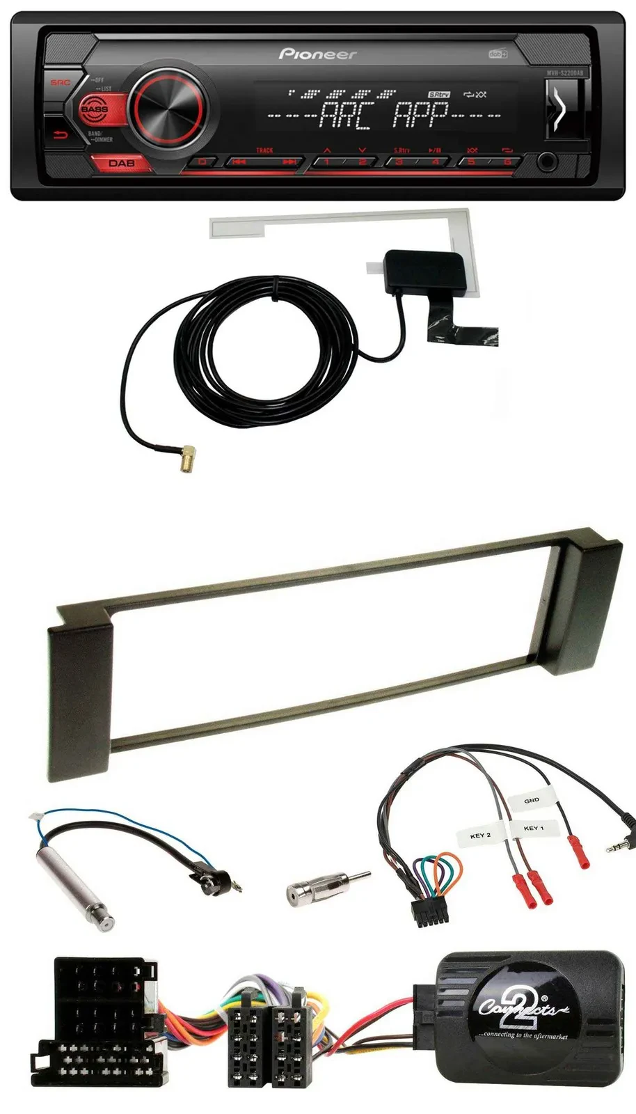 Автомагнитола Pioneer 1DIN USB DAB MP3 для Audi A3/A6 (2000–2004) с поддержкой управления с руля