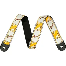 Гитарный ремень Fender Quick Grip Locking End Monogram Strap White, Brown, and Yellow 2 in.