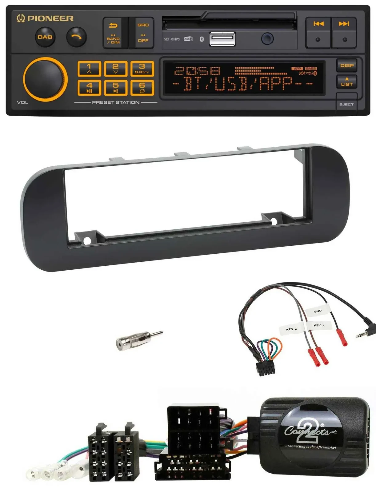 Автомагнитола Pioneer для Fiat Panda 2012–2020 DAB, USB, Bluetooth, черный