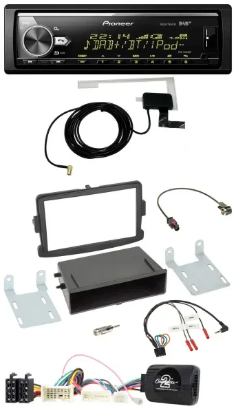 Pioneer Bluetooth DAB USB Lenkrad Autoradio für Dacia Logan Sandero ab 12 schwar