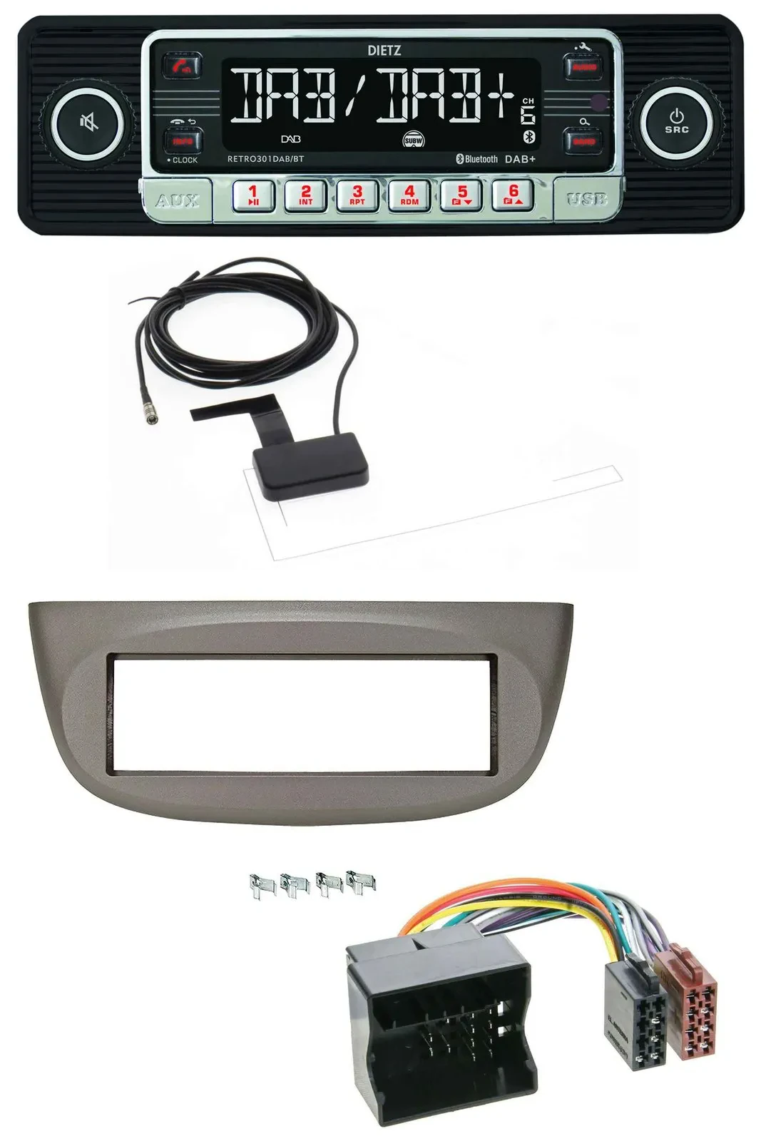 Dietz DAB Bluetooth USB MP3 Autoradio für Renault Twingo 07-14 beige-grau