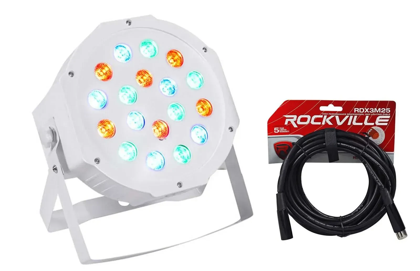 Светодиодный прибор Rockville RockPAR50 White с кабелем