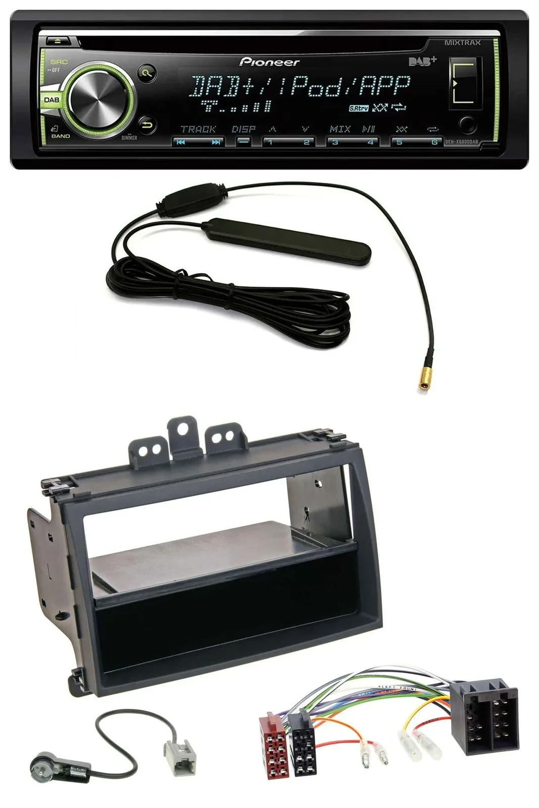 Pioneer MP3 USB CD DAB AUX Autoradio für Hyundai i20 08-11 Rubber-Touch Ablagefa