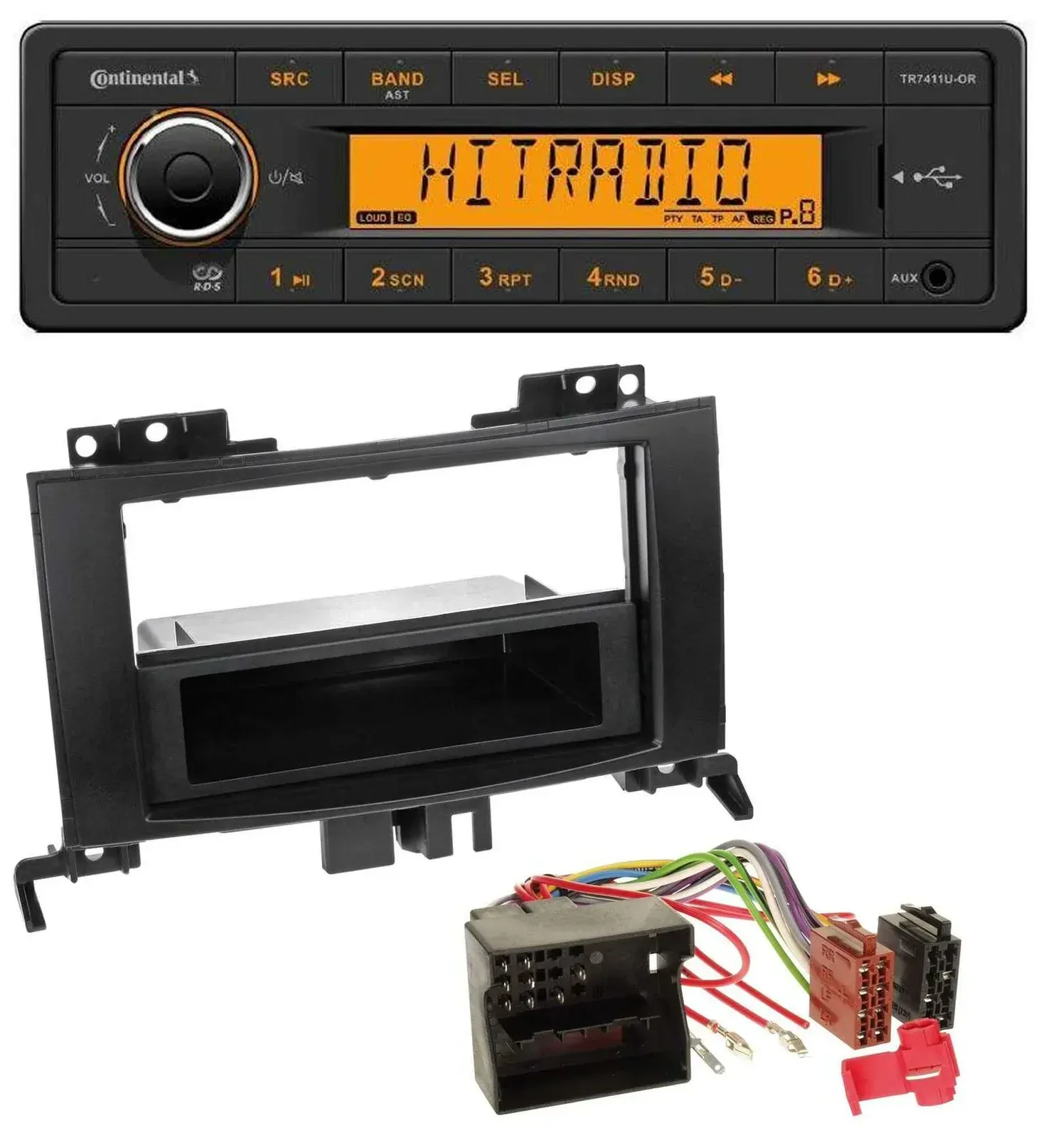Continental 1DIN USB AUX MP3 Autoradio für Mercedes Sprinter ab 06 schwarz