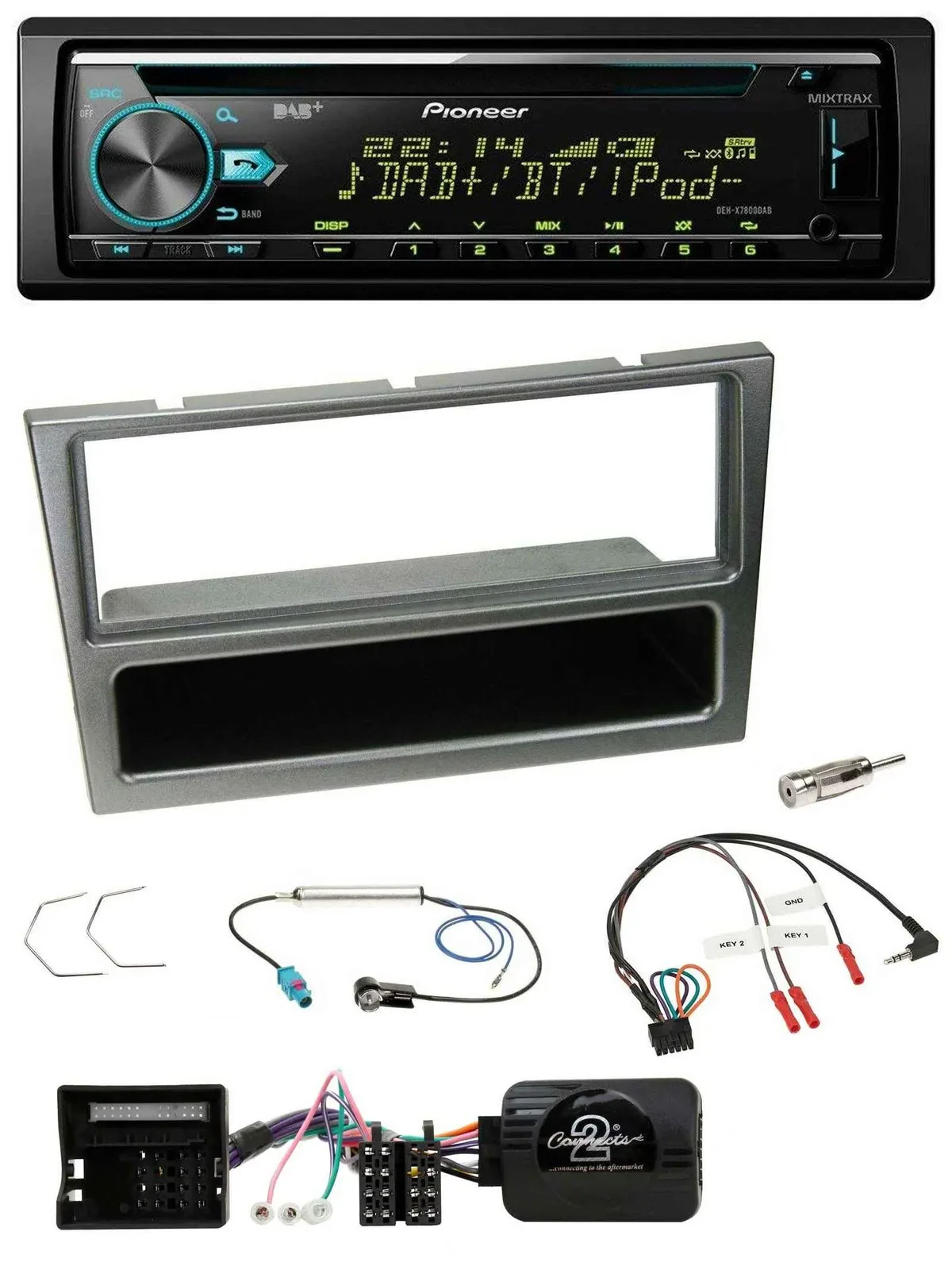 Pioneer DAB Lenkrad CD USB Bluetooth Autoradio für Opel Corsa C 04-06 aluminium