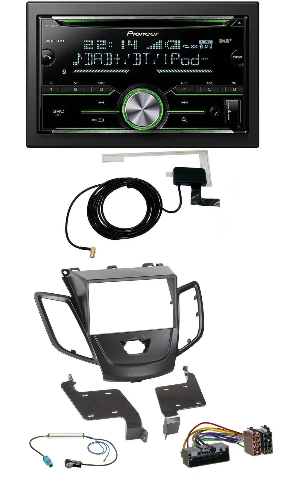 Pioneer CD USB MP3 Bluetooth 2DIN DAB Autoradio für Ford Fiesta 10-17 schwarz