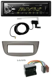 Автомагнитола для Renault Twingo 2007–2014 Pioneer Bluetooth, DAB, USB, MP3 бежево-серая