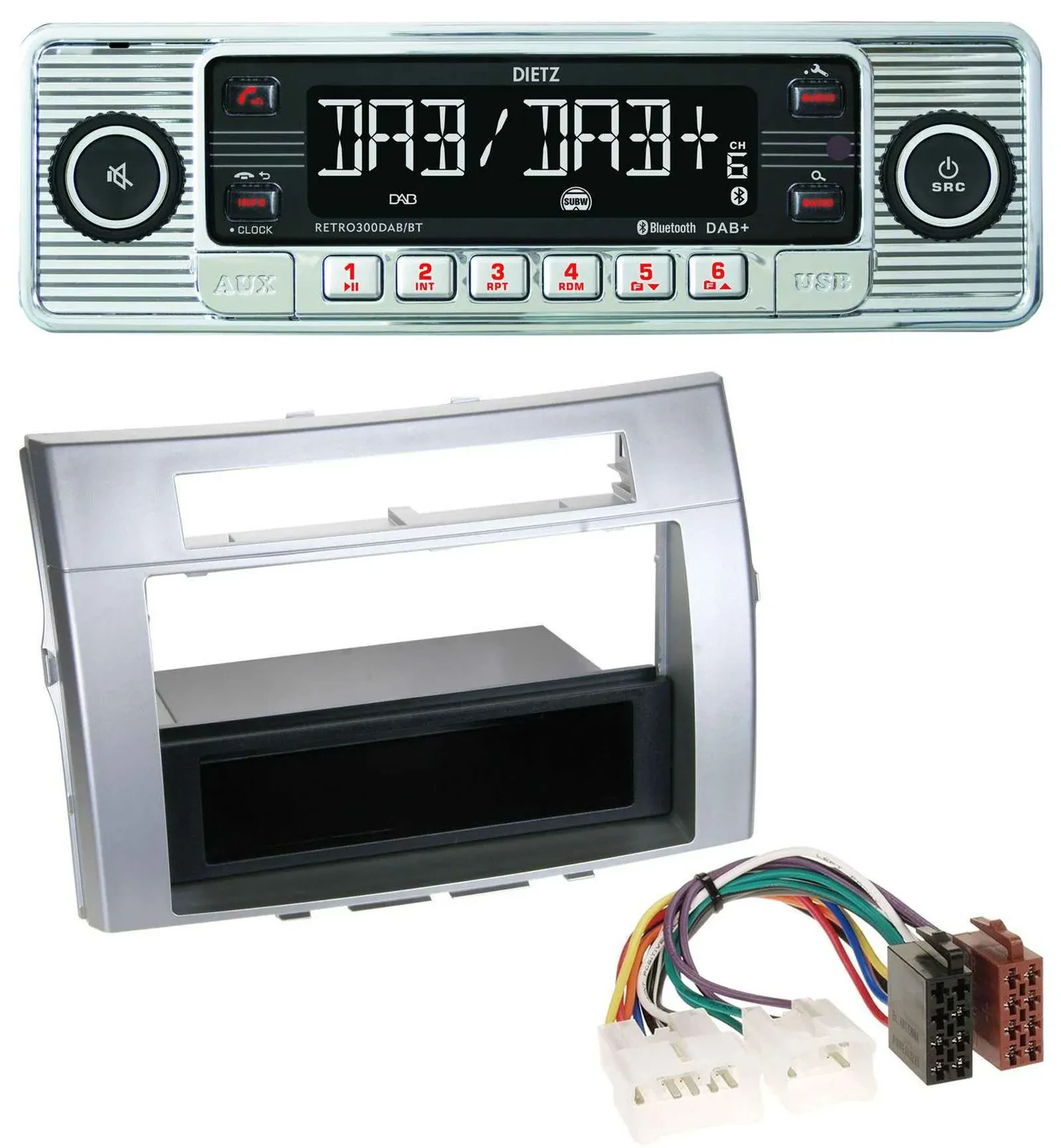 Dietz Bluetooth MP3 DAB USB Autoradio für Toyota Corolla Verso 2004-2009 silber