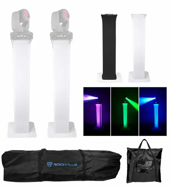 (2) Totem Stands+Black+White Scrims For (2) Chauvet Rogue RX2 Beam Lights