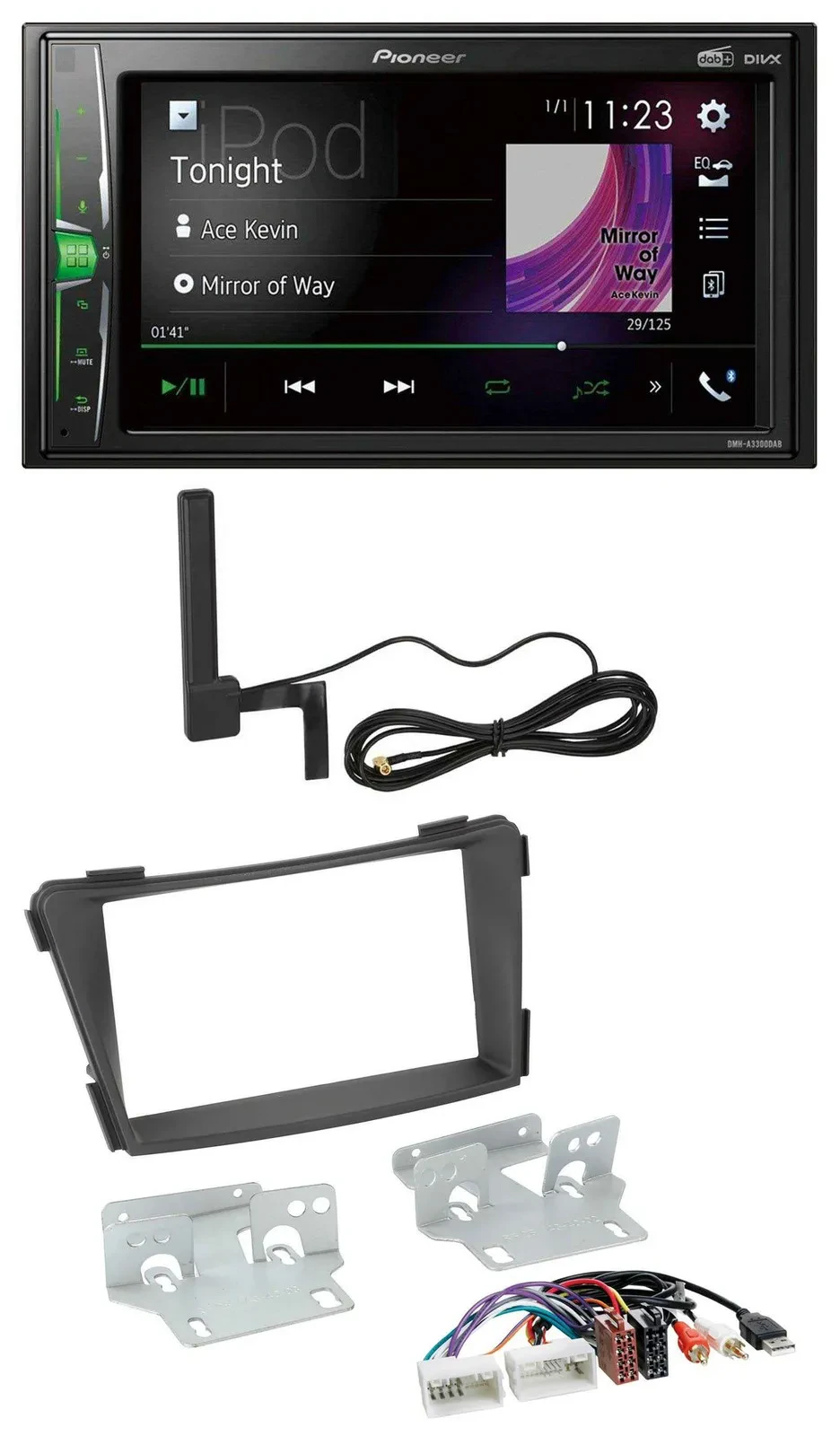 Автомагнитола Pioneer 2-DIN, DAB, Bluetooth, MP3, AUX, для Hyundai i40 (с 2011), черный