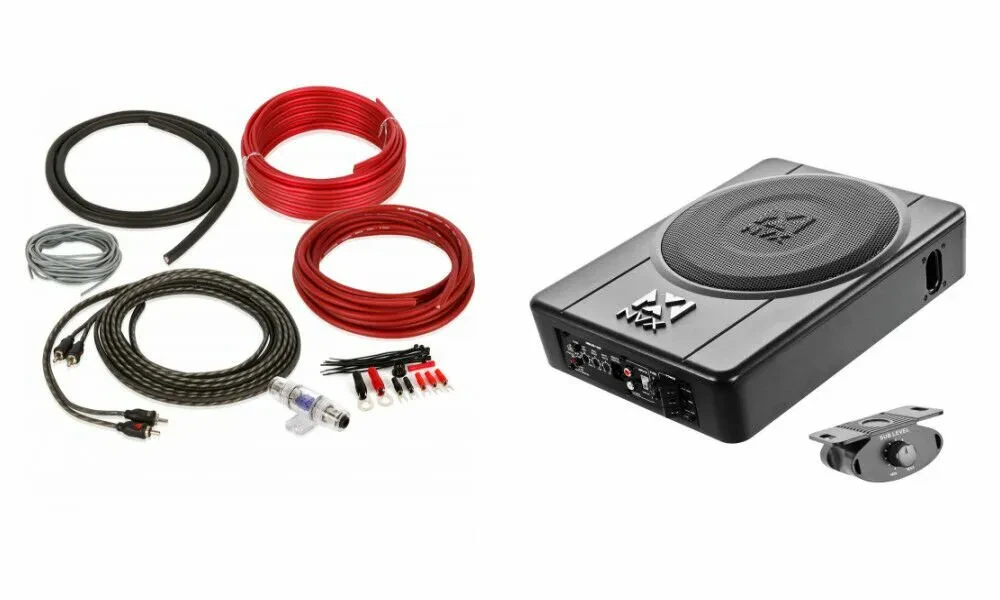 NVX QBUS10P 200W 10" Under Seat Amplified Ported Subwoofer w/ 8 Gauge Amp Kit