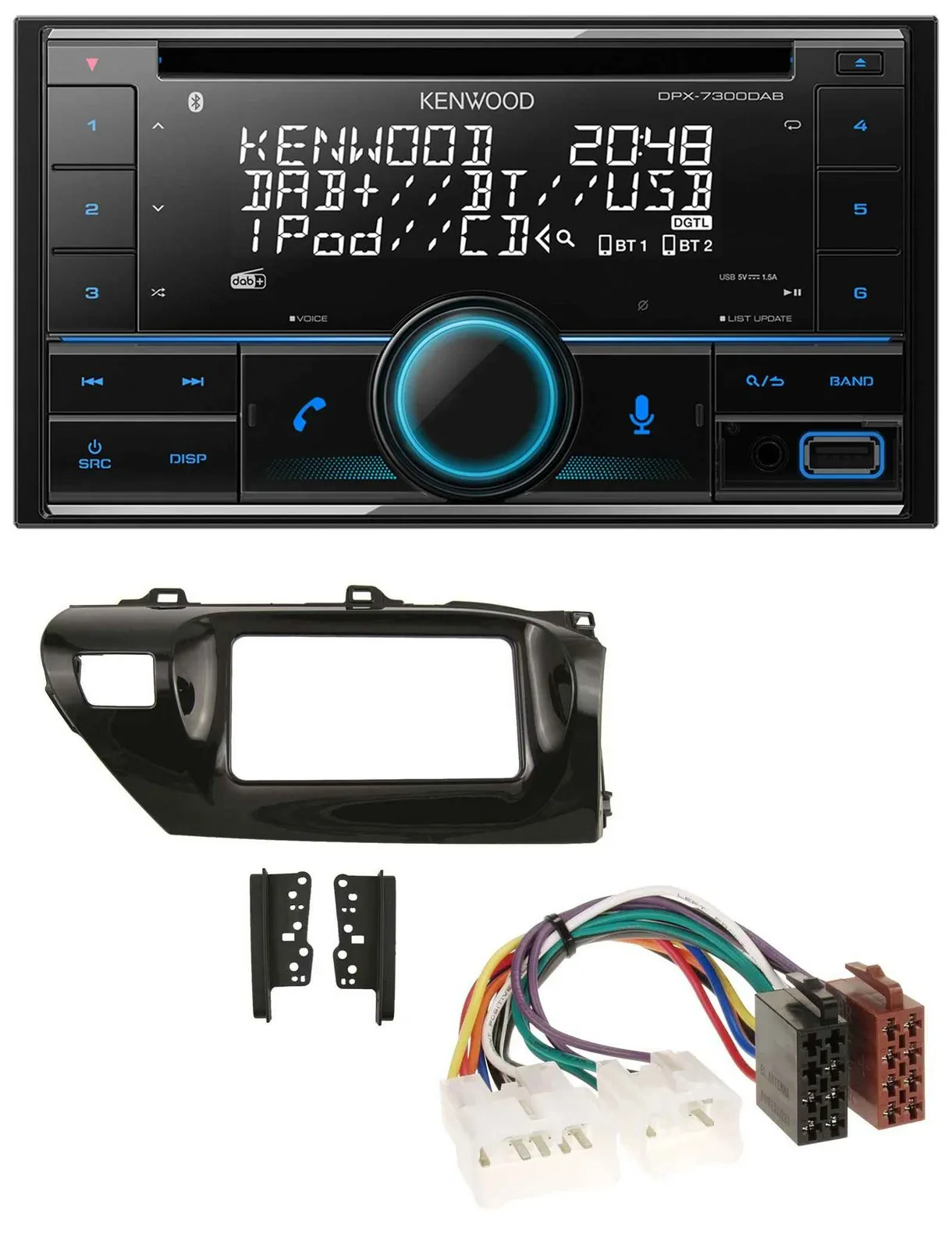 Автомагнитола Kenwood 2DIN CD DAB USB MP3 Bluetooth для Toyota Hilux (2015–2020)