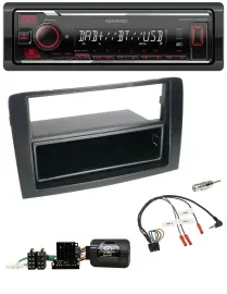 Автомагнитола для Fiat Idea 2006–2012 Kenwood с поддержкой управления на руле, Bluetooth, USB, DAB, черная