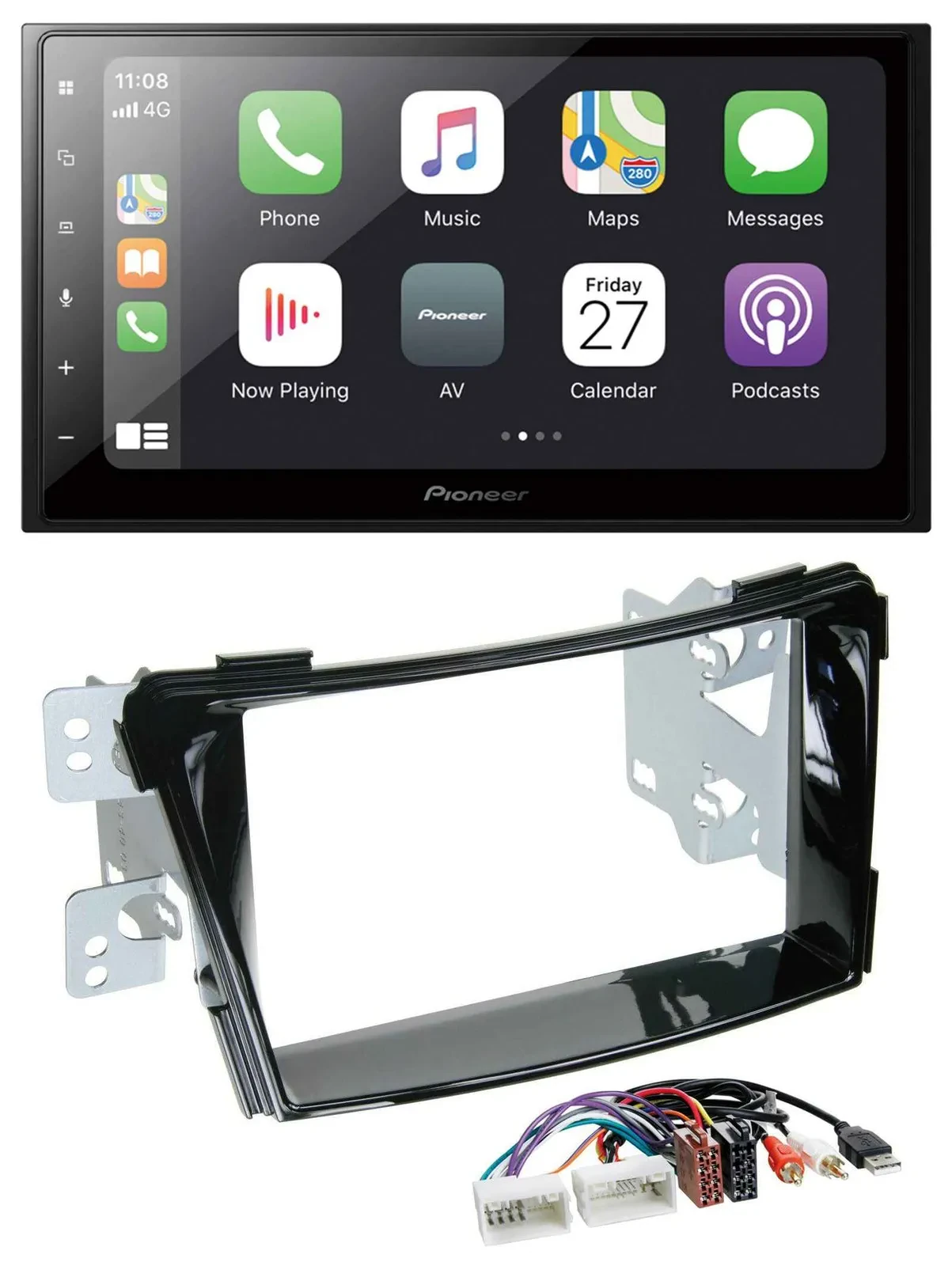 Автомагнитола для Hyundai i40 (с 2011) Pioneer 2-DIN Bluetooth DAB USB MP3, черный глянец