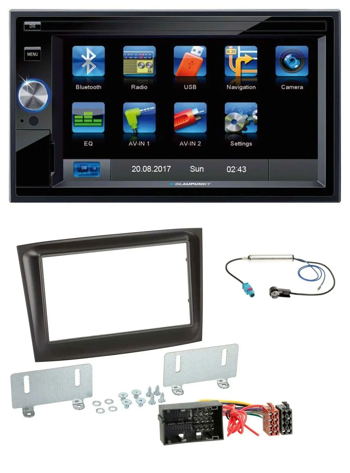 Автомагнитола для Fiat Doblo (с 2015) Blaupunkt 2DIN, Bluetooth, USB, SD, AUX, чёрная