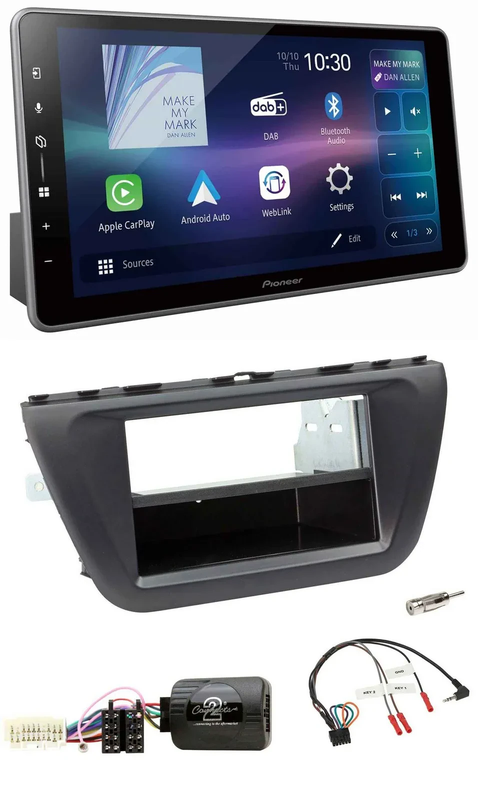 Автомагнитола для Suzuki SX4 (с 2013) Pioneer Bluetooth, USB, DAB, совместимая с кнопками на руле