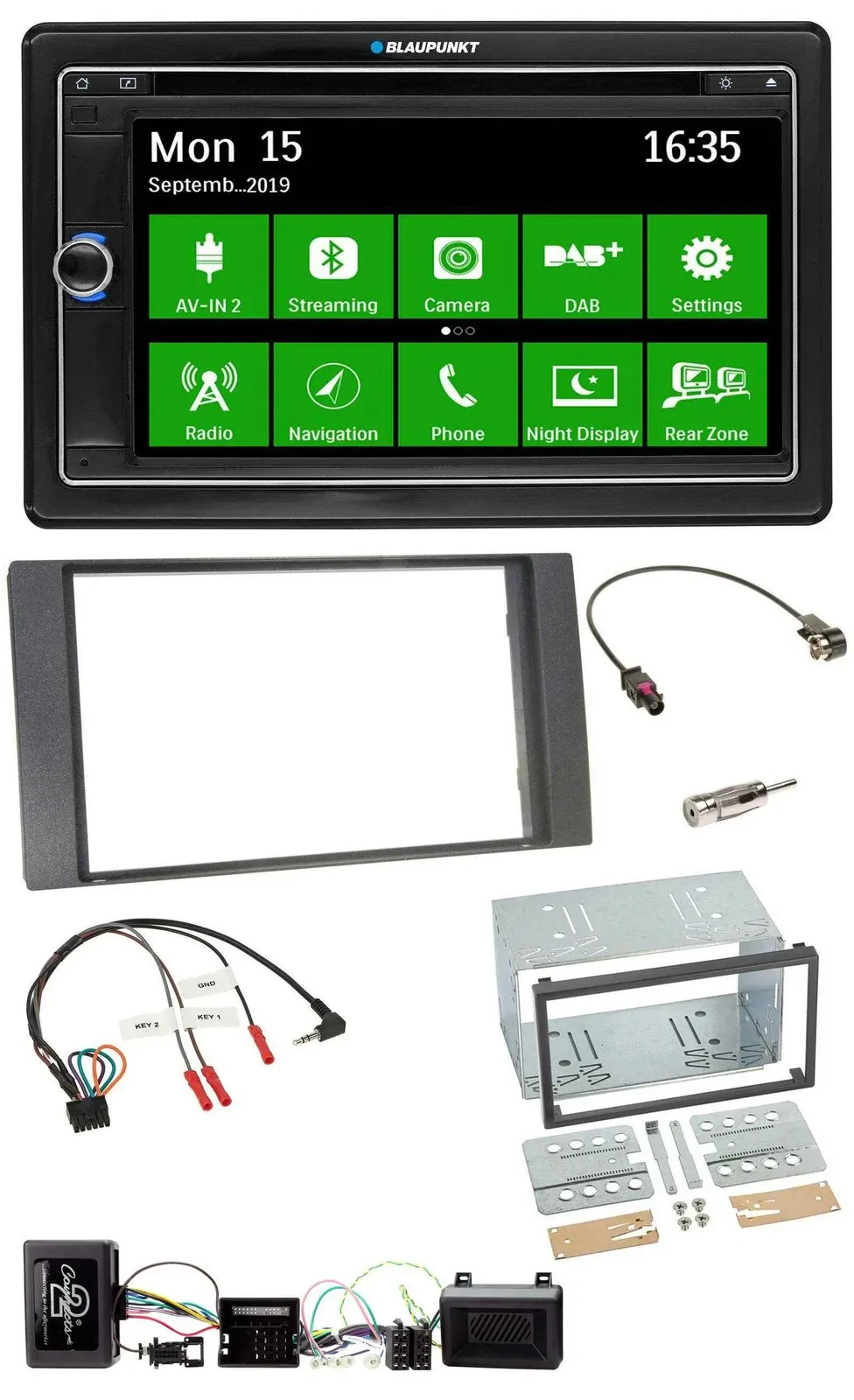 Blaupunkt Bluetooth 2DIN Lenkrad DAB USB TMC Navigation für Ford Kuga 08-12 anth