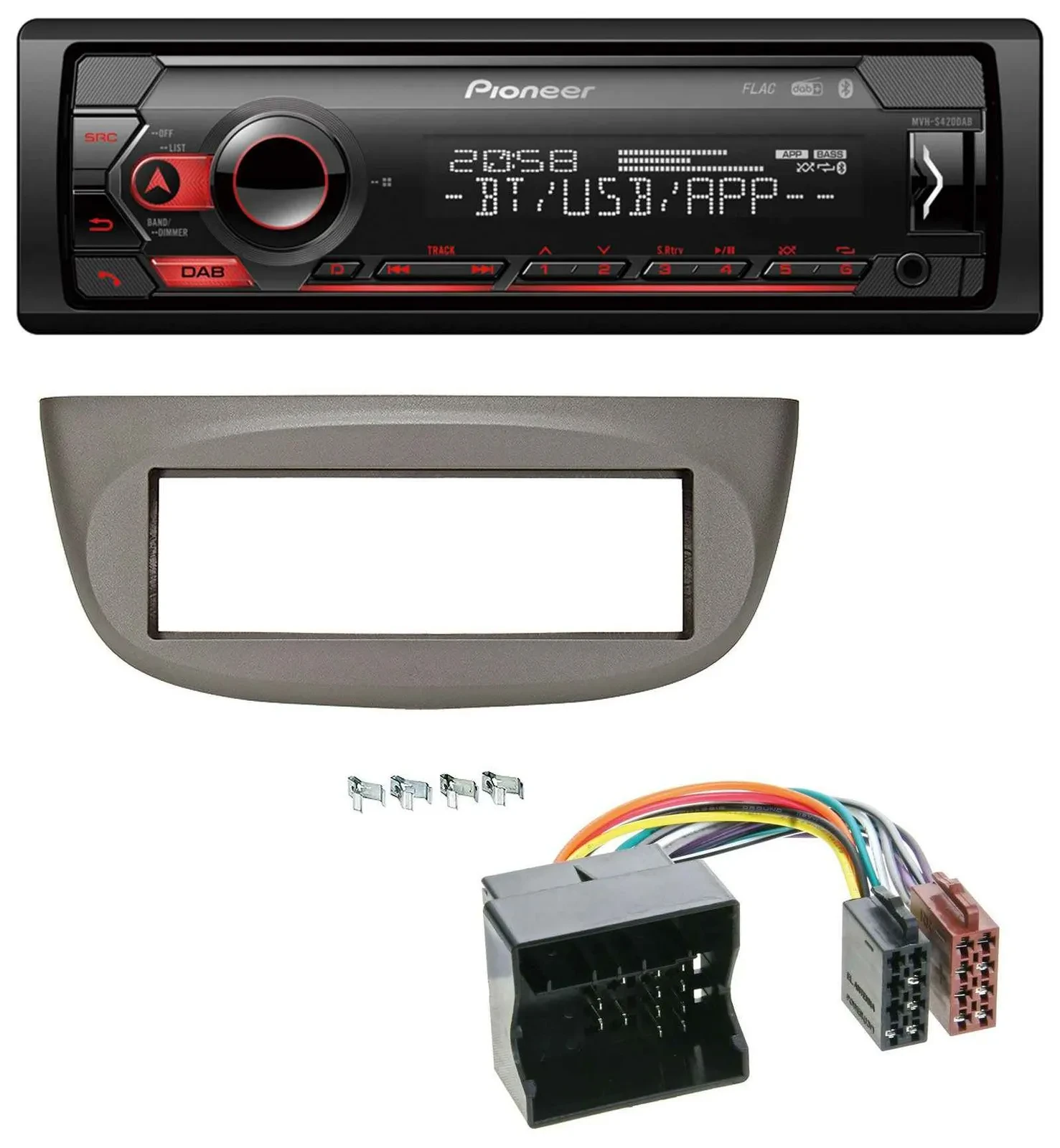 Pioneer MP3 USB DAB Bluetooth Autoradio für Renault Twingo 07-14 beige-grau