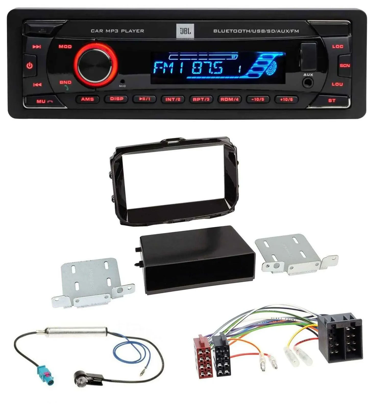 JBL AUX MP3 USB Bluetooth SD Autoradio für Alfa Giulietta ab 2013 ISO piano-schw