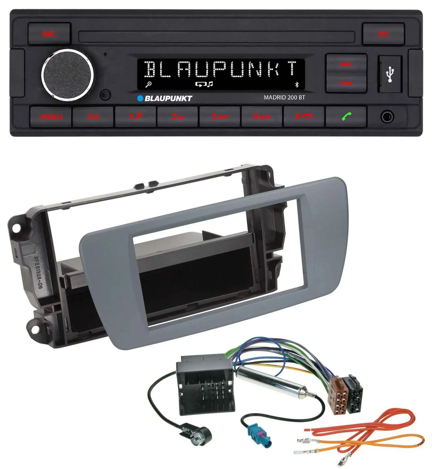 Blaupunkt USB AUX Bluetooth MP3 Autoradio für Seat Ibiza (ab 08) conemaragrau