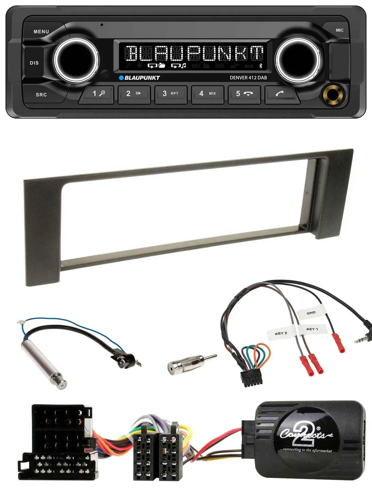 Blaupunkt Bluetooth DAB Lenkrad USB Autoradio für Audi A4 2000-2004 ISO