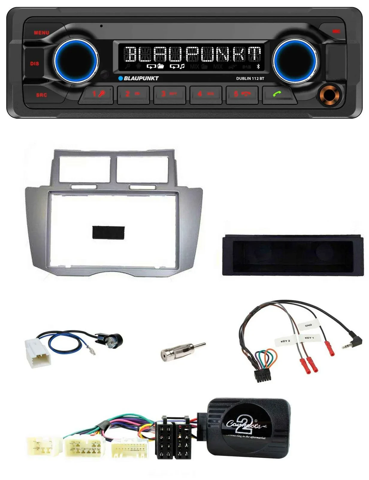 Blaupunkt MP3 Bluetooth USB Lenkrad Autoradio für Toyota Yaris 2007-2011 silber