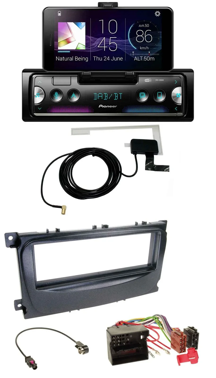 Pioneer DAB Bluetooth MP3 USB Autoradio für Ford Focus C-Max Galaxy ab 2007 schw