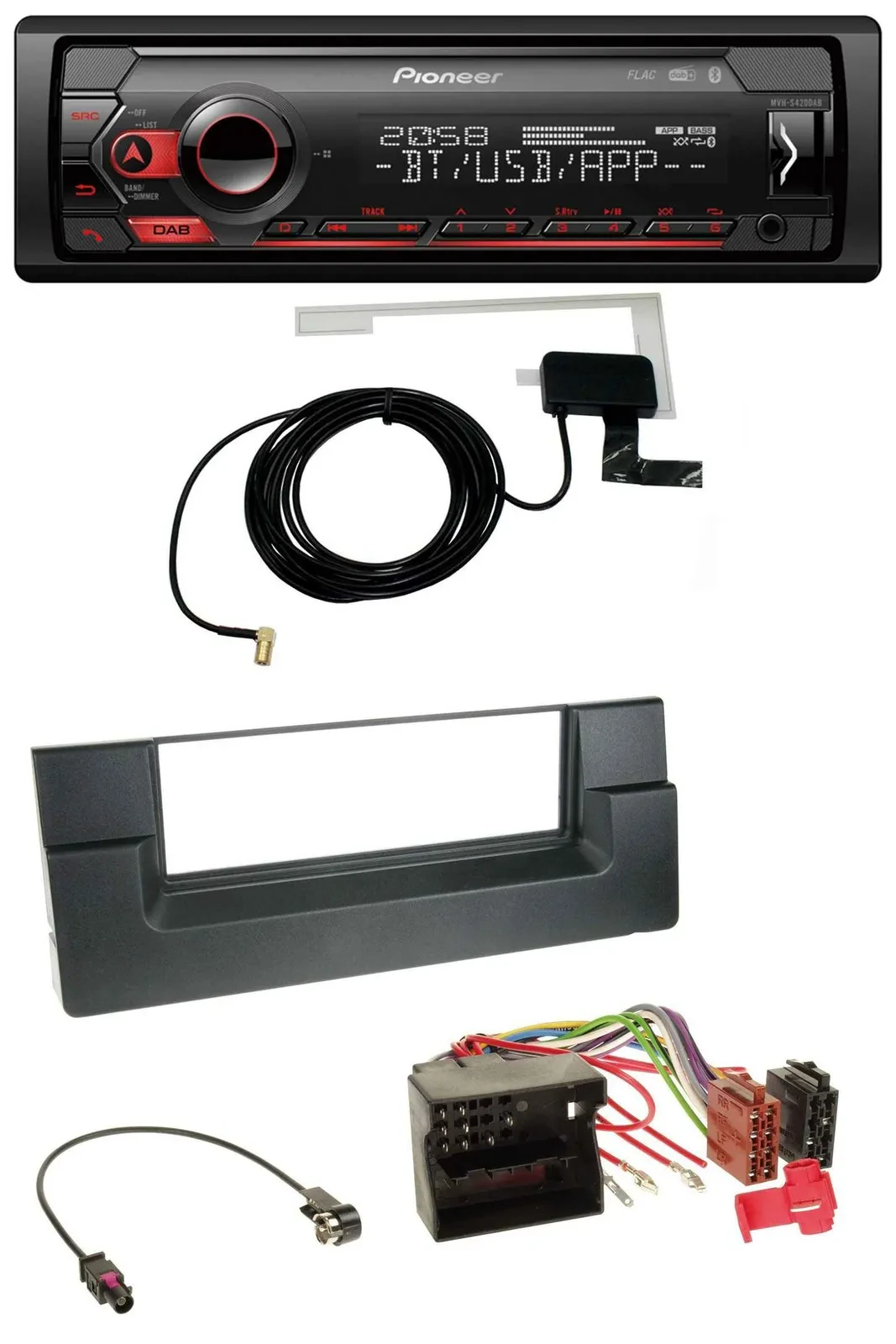 Автомагнитола Pioneer DAB USB MP3 Bluetooth для BMW 5 серии (E39), X5 (E53) Quadlock