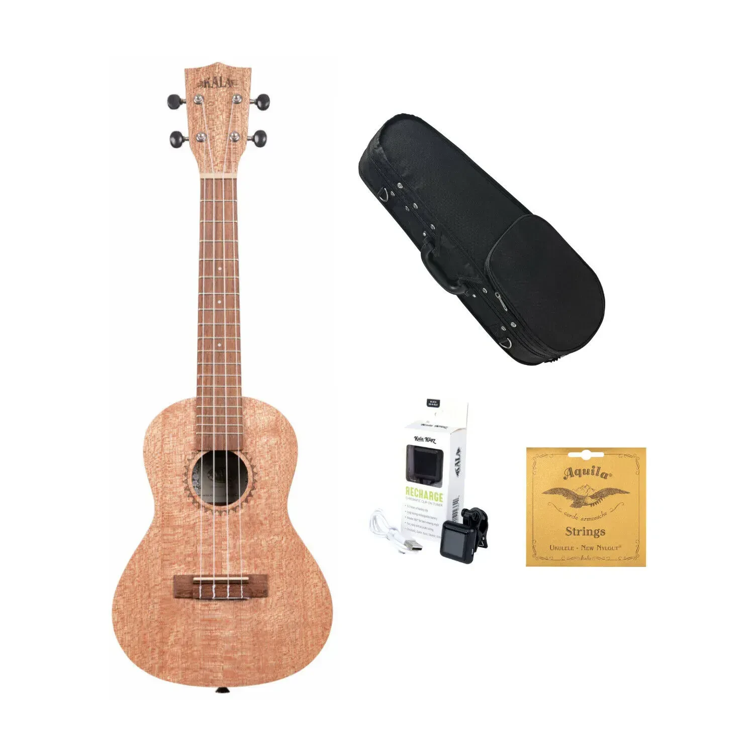 Kala Burled Meranti Concert Ukulele KA-20C with Bag Tuner and Strings