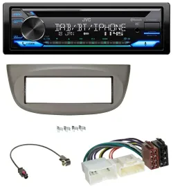 JVC Bluetooth MP3 USB DAB CD Autoradio für Renault Twingo ab 2012 beige-grau