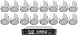 (16) JBL Control 65P/T-WH 5.25" 60w Commercial 70v Hanging Pendant Speakers+Amp
