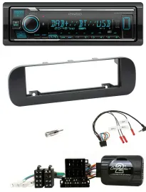 Автомагнитола Kenwood Bluetooth DAB USB для Fiat Panda (2012–2020) черная с поддержкой кнопок на руле