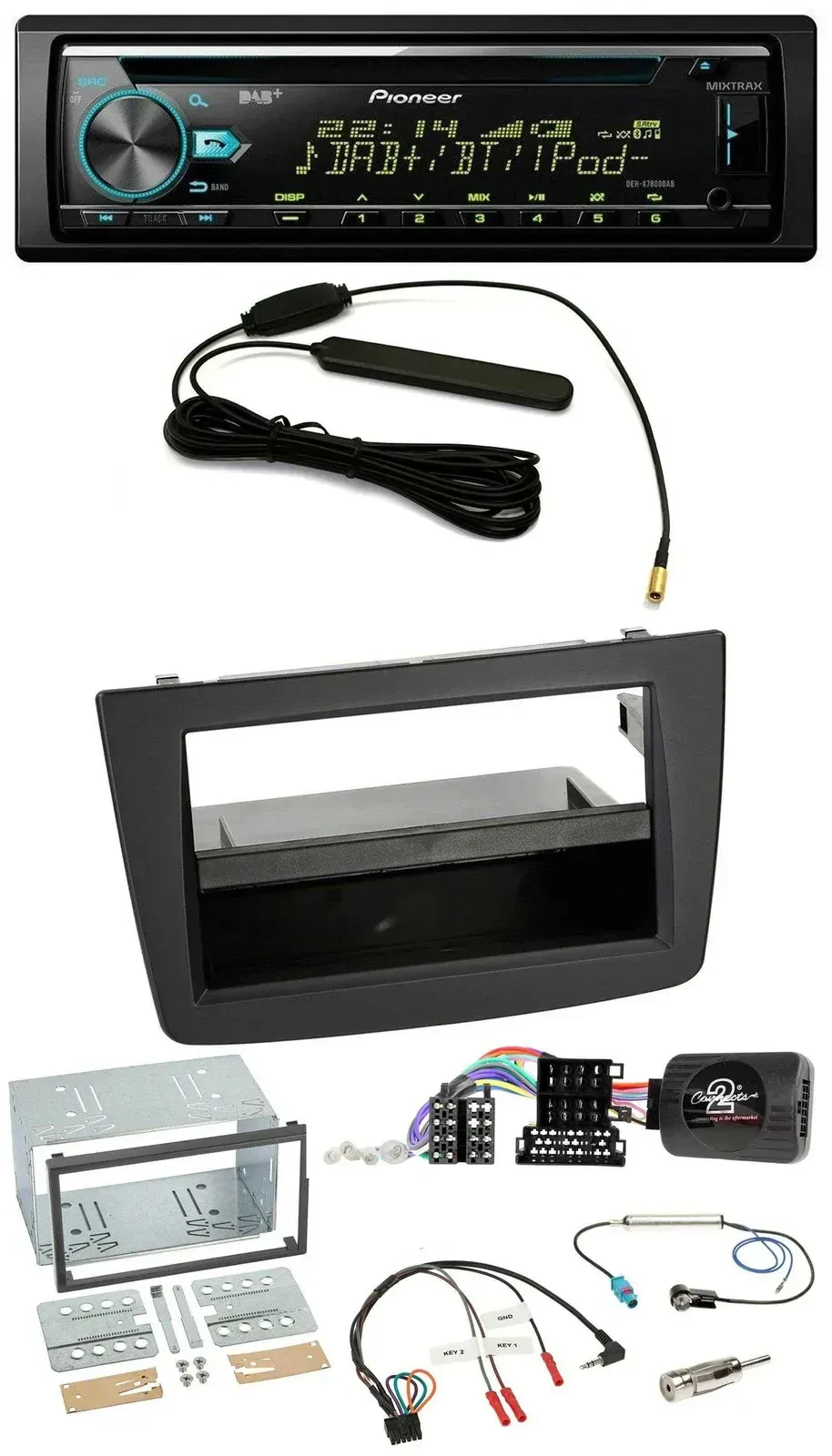 Автомобильная магнитола для Alfa Mito 2008–2014 Pioneer CD/MP3 DAB USB, поддержка кнопок на руле, черная