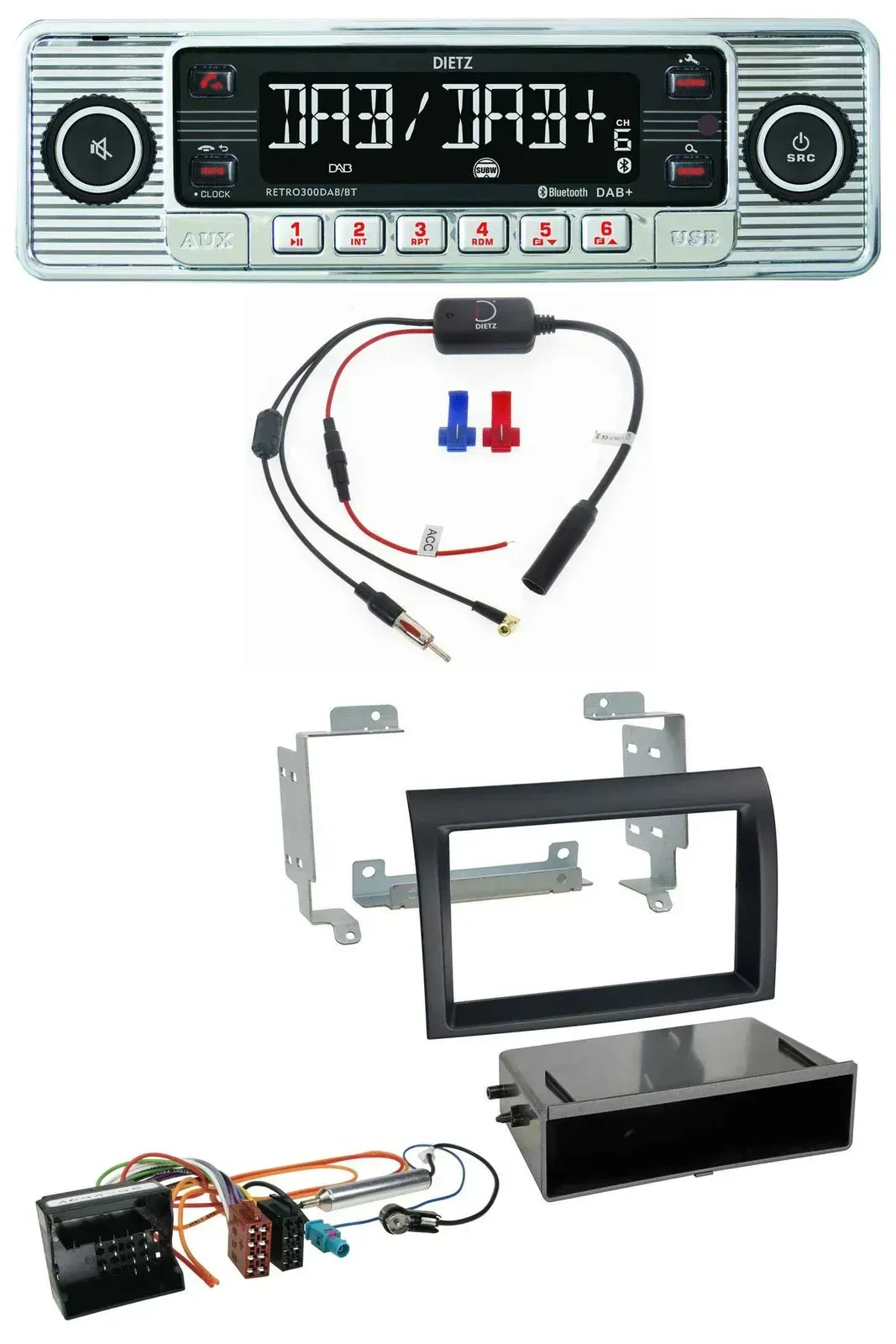 Dietz DAB USB MP3 Bluetooth Autoradio für Citroen Jumper Quadlock 06-11 schwarz