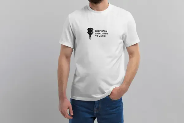 Футболка Popmerch MWXXL14 "Keep Calm And Listen To Music" белая, мужская, размер XXL