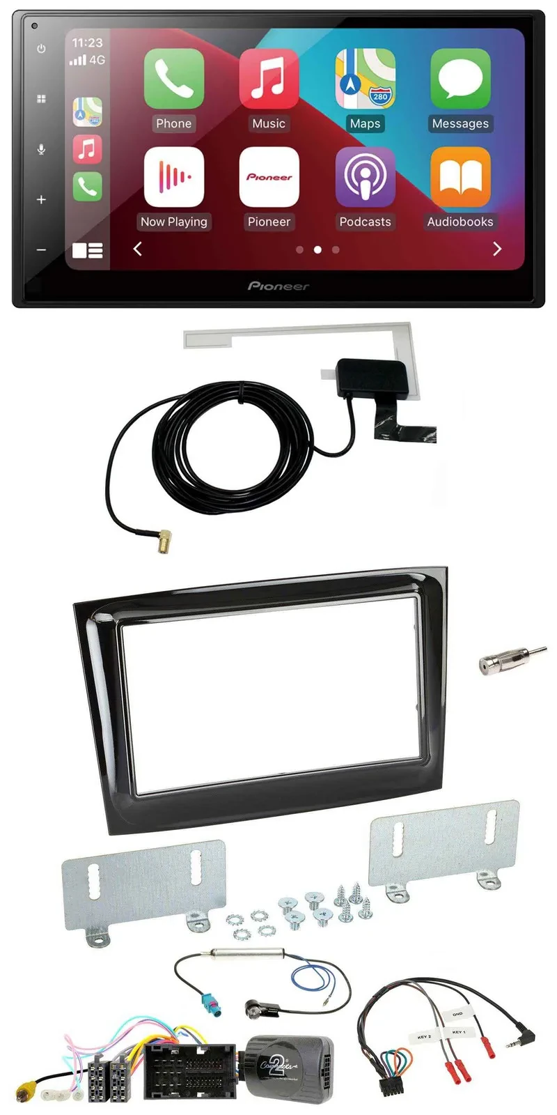 Pioneer USB Bluetooth DAB Lenkrad 2DIN Autoradio für Fiat Doblo ab 15 piano schw